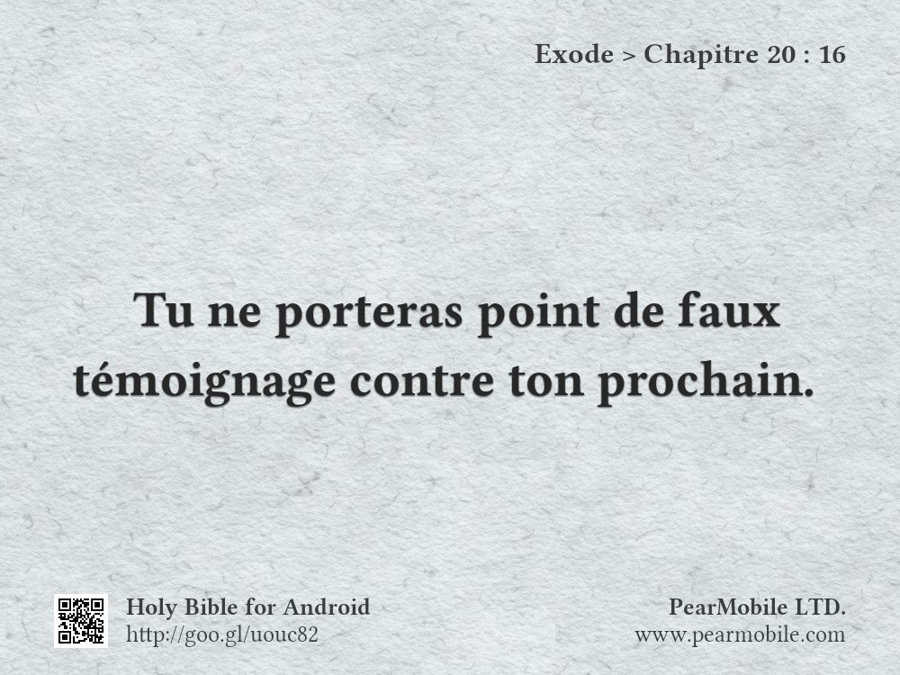 Exode, Chapitre 20:16